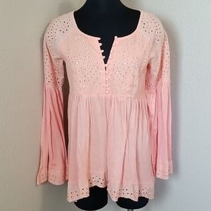 New Free People Sea Of Love Long Sleeve Blouse